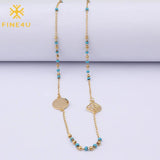 Muslim Arabic Pendant Necklace Stainless Steel Mixed Rosary Beads Long Chains