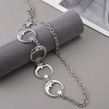 Women Belt Hip Hop High Waist Chain Belt Gothic Moon Sliver Pendant Belt
