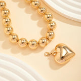 CCB Ball Beaded Chain Heart Pendant Necklace Choker Collar Women Jewelry