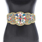 Turquoise Flower Women Belt Charms Ethnic Beads Elastic Waistband