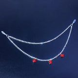 Red Rhinestone Nipple Chain Body Jewelry Couple Gift Crystal Body Chain