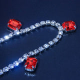 Red Rhinestone Nipple Chain Body Jewelry Couple Gift Crystal Body Chain