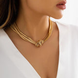 Punk Multi-layer Flat Snake Chain Short Clavicle Necklace Hip-hop Jewelry