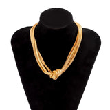 Punk Multi-layer Flat Snake Chain Short Clavicle Necklace Hip-hop Jewelry