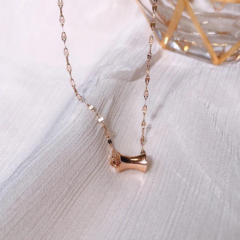 Rose Titanium Steel Slim Waist Pendant Necklace Woman Jewelry