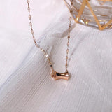 Rose Titanium Steel Slim Waist Pendant Necklace Woman Jewelry