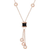Ceramic Tassel Necklace Pendant Stainless Steel Clavicle Chain Rose Jewelry