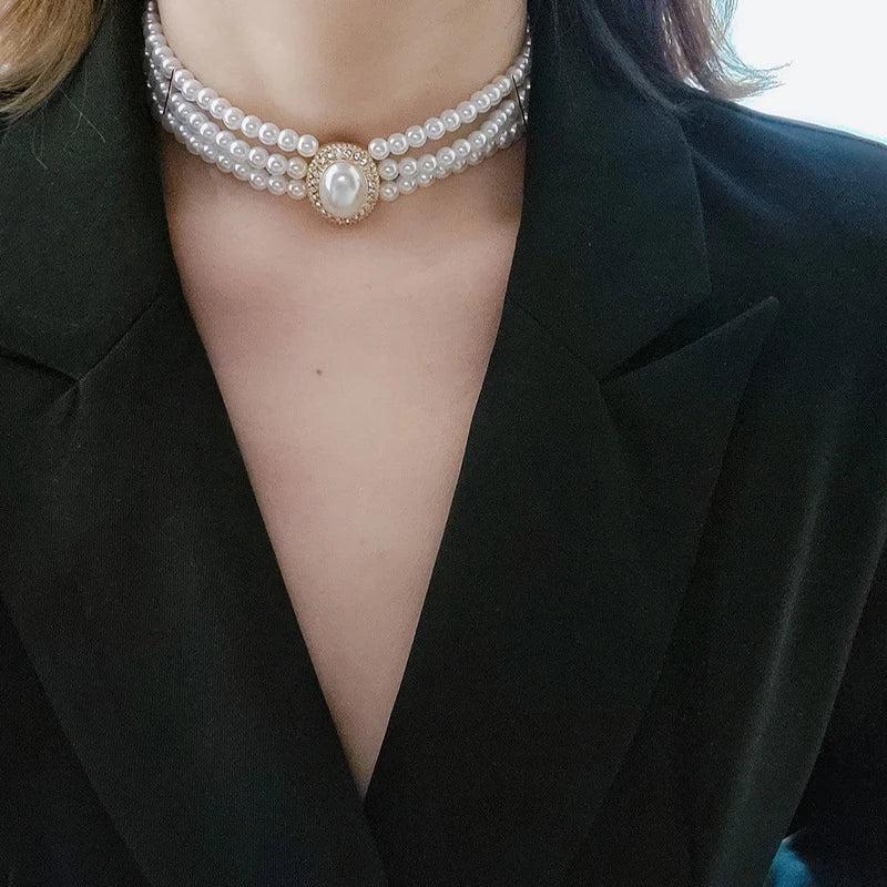 Vintage Pearl Choker Necklace for Women