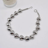 HUANZHI Hip Hop 3D Heart Silver Collarbone Necklace for Women Girls