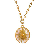 Geometric Statement Necklace Golden Shell Vintage Pendant Collier