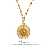 Geometric Statement Necklace Golden Shell Vintage Pendant Collier