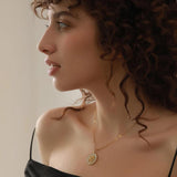 Geometric Statement Necklace Golden Shell Vintage Pendant Collier