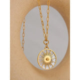 Geometric Statement Necklace Golden Shell Vintage Pendant Collier