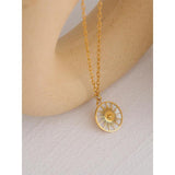 Geometric Statement Necklace Golden Shell Vintage Pendant Collier