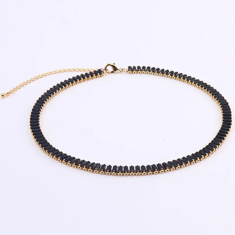 Bling CZ Choker Tennis Chain Necklace Women Jewelry