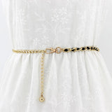 Metal Thin Waist Chain Belt Pearl Decorative Dress Accessories