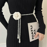 Camellia Waist Chain Small Fragrant Flowers Pearl Belt Decorative Skirt Sweater