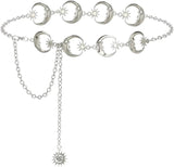 Punk Gothic Moon Sun Pendant High Waist Chain Metal Belts for Women
