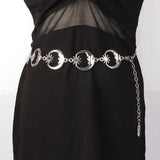 Punk Gothic Moon Sun Pendant High Waist Chain Metal Belts for Women