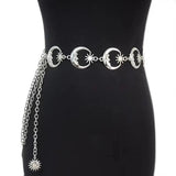 Punk Gothic Moon Sun Pendant High Waist Chain Metal Belts for Women