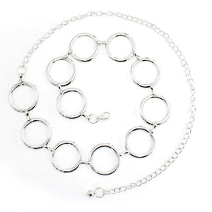 Alloy Large Round Ring Waist Belt Fringes Circle Metal Chain Belt
