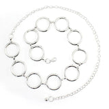 Alloy Large Round Ring Waist Belt Fringes Circle Metal Chain Belt