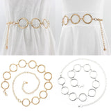 Alloy Large Round Ring Waist Belt Fringes Circle Metal Chain Belt