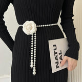 Women Flowers Pearl Waist Chain Decorative Skirt Sweater Stylish Waist Chain