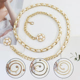 Metal Adjustable Thin Waist Chain Pearl Dress Belt Women's Skirt Accessory