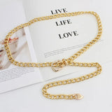 Metal Adjustable Thin Waist Chain Pearl Dress Belt Women's Skirt Accessory