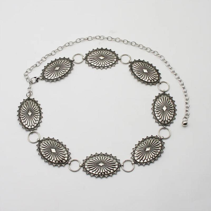 Vintage Silver Concho Belt Stone Western Cowgirl Accessory