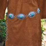 Vintage Silver Concho Belt Stone Western Cowgirl Accessory