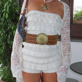 Vintage Leather Belts for Women Hollow Out Y2K Waist Chain Western Belt