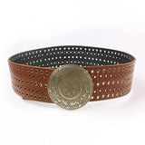 Vintage Leather Belts for Women Hollow Out Y2K Waist Chain Western Belt