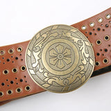 Vintage Leather Belts for Women Hollow Out Y2K Waist Chain Western Belt