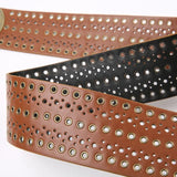 Vintage Leather Belts for Women Hollow Out Y2K Waist Chain Western Belt