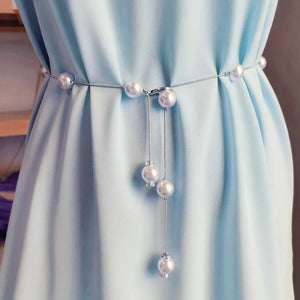 Women's Pearl Belt Slim Waist Chain Dress Accessories