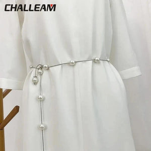 Women's Pearl Belt Slim Waist Chain Dress Accessories