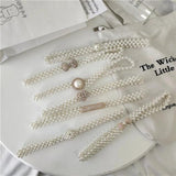 Large Pearl Waist Chain Elastic Belt with Diamond Decoration