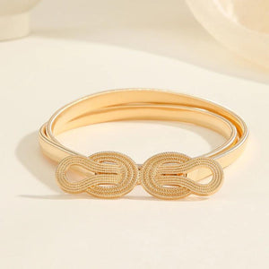 Women's Metal Spring Waist Chain Double Buckle Elastic Belt