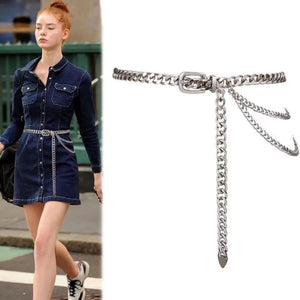 Metal Belt Chain for Women Silver Waist Chain High Waist Body Chain