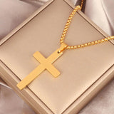 Sleek 316L Stainless Steel Cross Necklace Men Chain Punk Silver Pendant