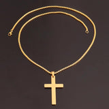 Sleek 316L Stainless Steel Cross Necklace Men Chain Punk Silver Pendant