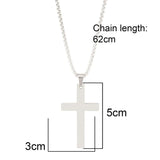 Sleek 316L Stainless Steel Cross Necklace Men Chain Punk Silver Pendant