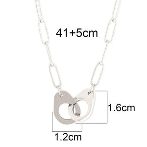 316L Stainless Steel Heart Necklace For Women Moon Handcuff Pendant