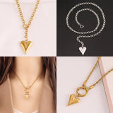 316L Stainless Steel Heart Necklace For Women Moon Handcuff Pendant