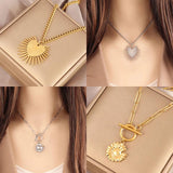 316L Stainless Steel Heart Necklace For Women Moon Handcuff Pendant