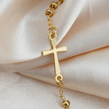 18K Plated Our Lady of Guadalupe Cross Rosary Bracelet 3mm Bead Link Chain
