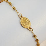 18K Plated Our Lady of Guadalupe Cross Rosary Bracelet 3mm Bead Link Chain