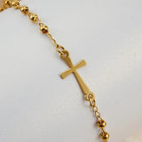 18K Plated Our Lady of Guadalupe Cross Rosary Bracelet 3mm Bead Link Chain